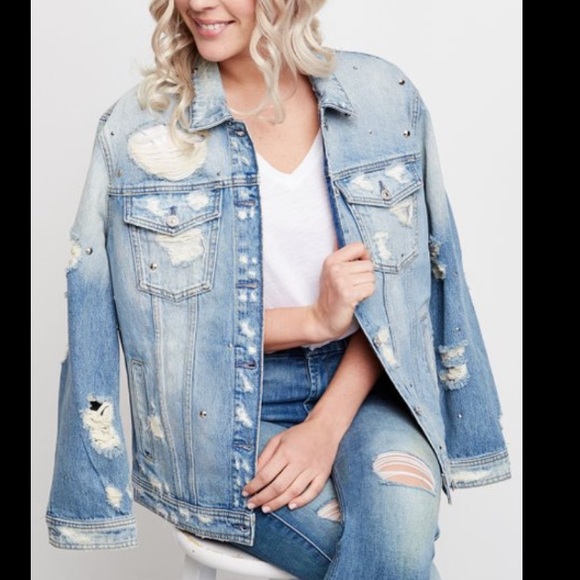 7 For All Mankind Jackets & Blazers - 7 For All Mankind Oversized Studded Denim Jacket